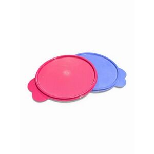 Two Tupperware Replacement Lids #2541-D3 w/Butterfly Tab - Purple & Blue
